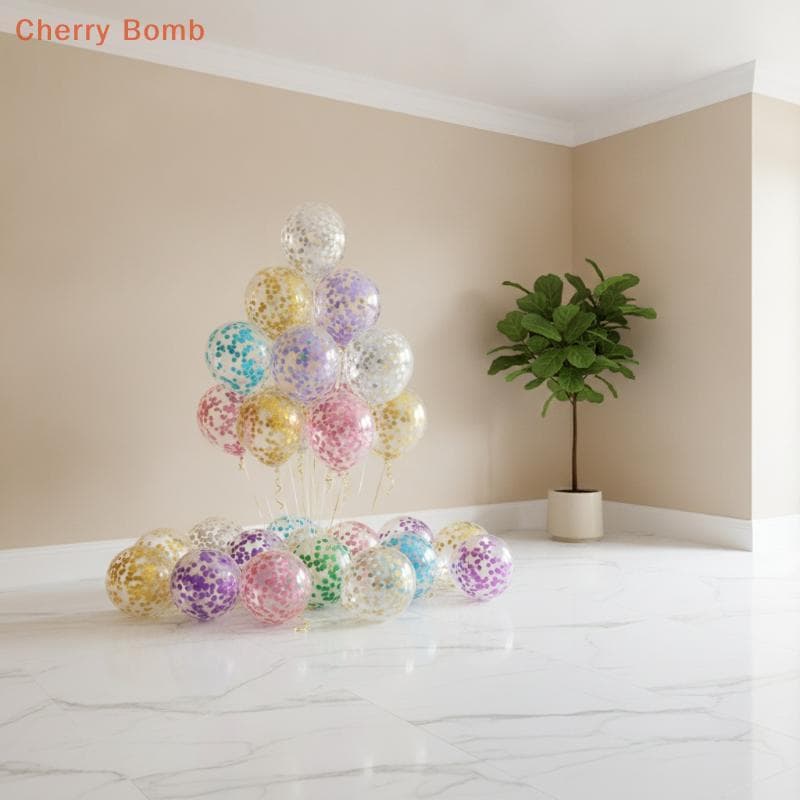 (Bomba De Cereja) Balões De Confete De Lantejoulas Transparentes 50 Peças Multicoloridos Fáceis De Montar Decoração Para