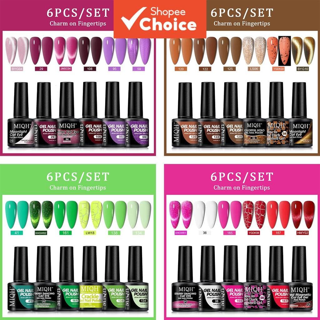 Conjunto de esmalte em gel colorido de 6 cores, esmaltes em gel de moda para unhas, kit de gel de arte para unhas