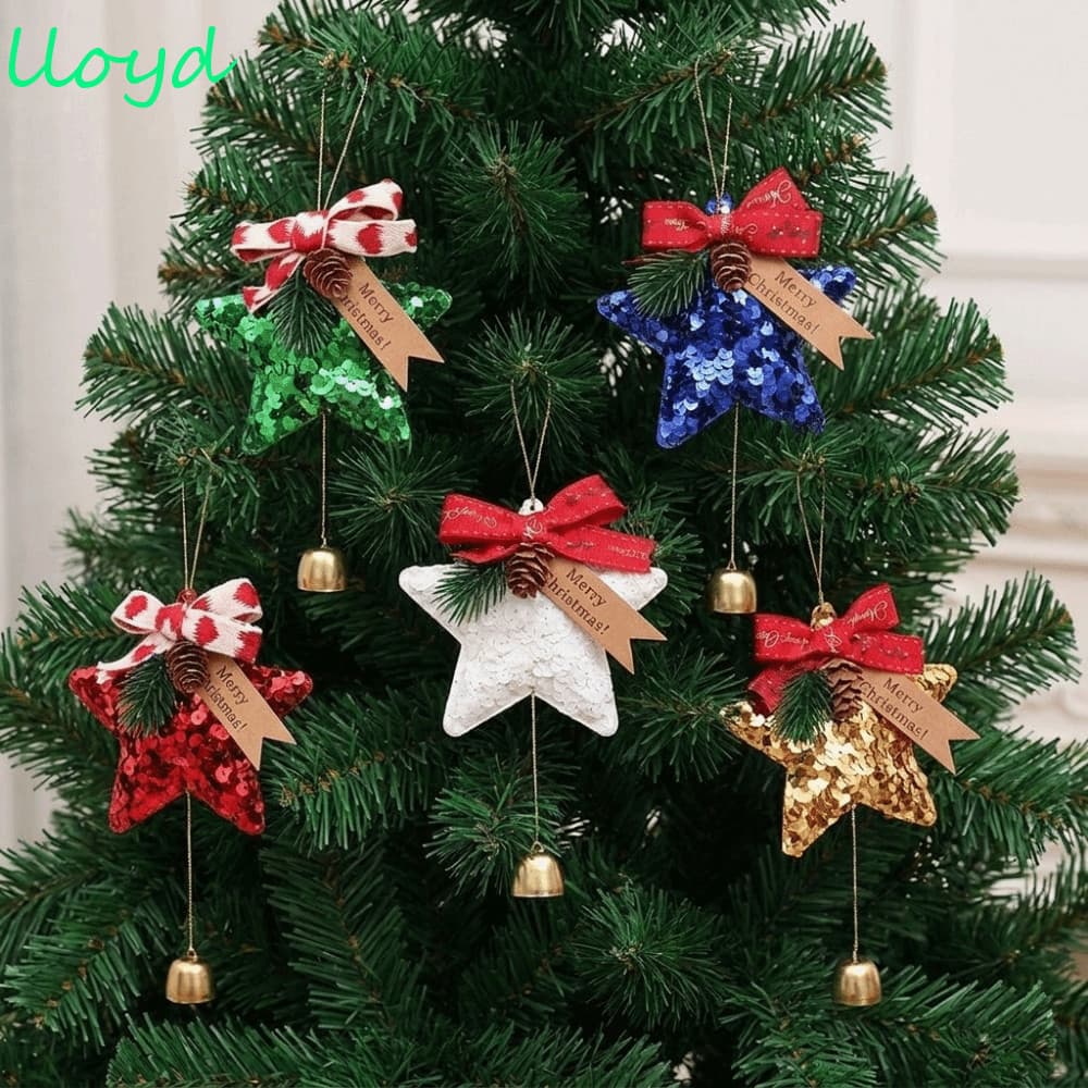 Enfeite De Natal Com Estrela LLOYD , Pingente Decorativo De Lantejoulas E Pendurado , Sino De Pinha Arco