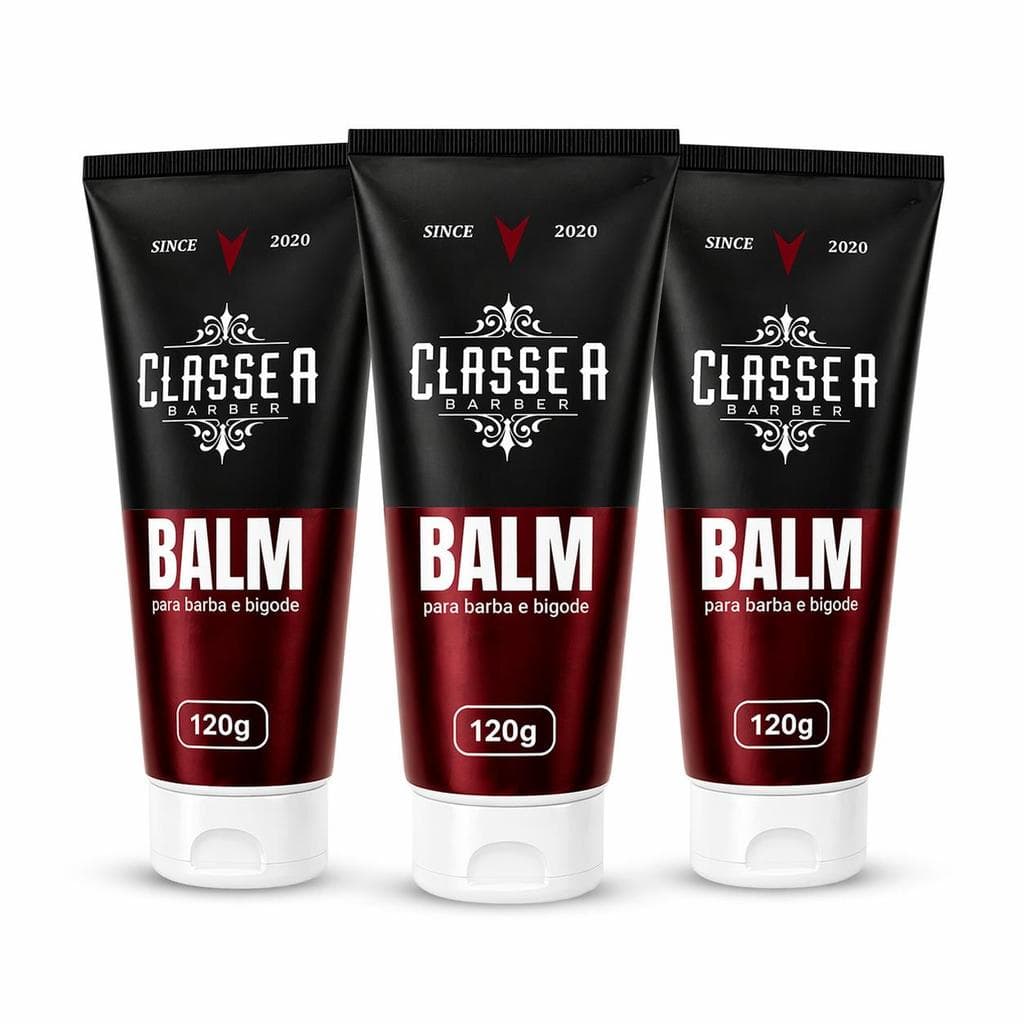 Balm para Barba e Bigode Classe A Barber 120g – Barba Macia, Sedosa e Alinhada + Brilho e Hidratação - Kit 03 unidades