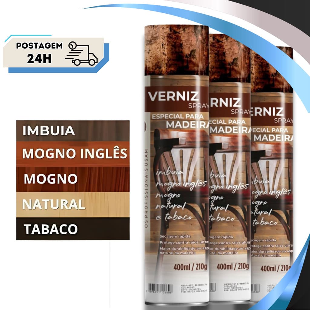 Tinta Verniz Spray Uso Geral 400ml Madeira Secagem Rápida Etaniz