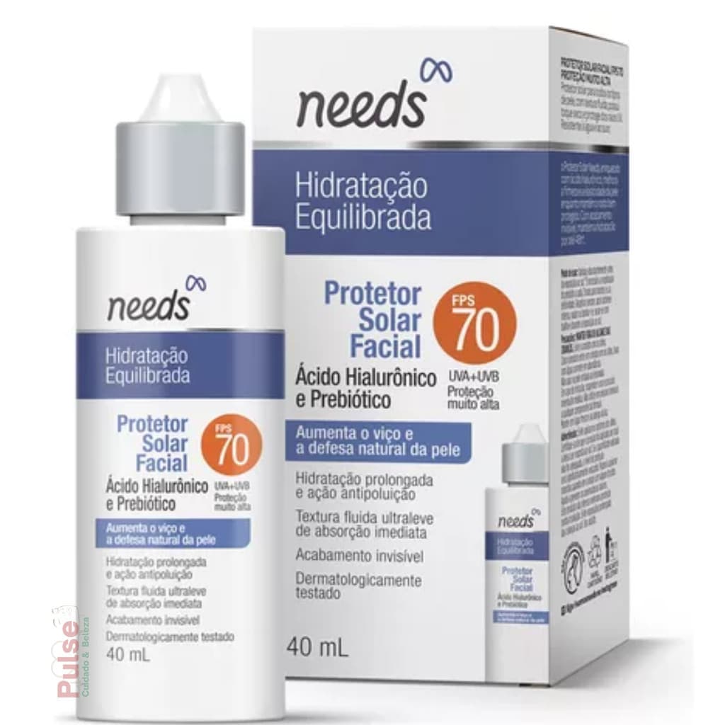 Protetor Solar Facial Needs Hidratação Equilibrada FPS 70 SEM COR - 40ml