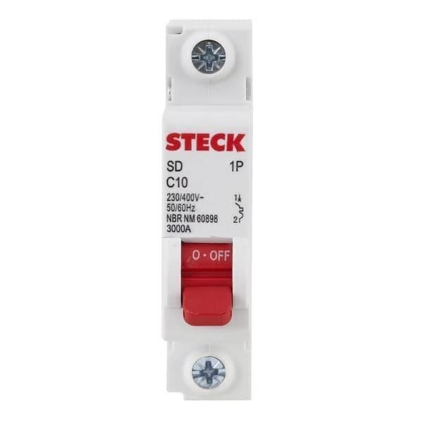 DISJUNTOR DIN C 10A UNIPOLAR STECK