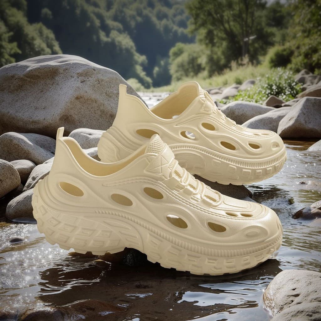 Sandálias Masculinas com Sola Grossa Verão Antiderrapante Sapatos de Pesca ao Ar Livre FOEF