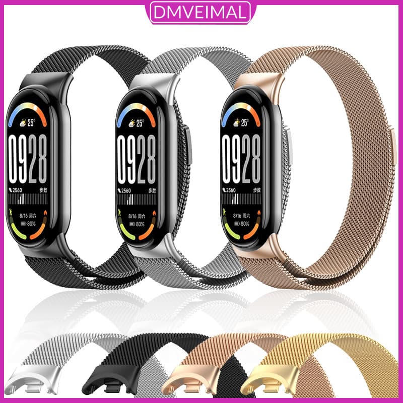 Pulseira De Metal Aço Magnético Milanesa Loop Para Relógio Smartwatch Xiaomi Mi Band Miband 10 9 8 NFC