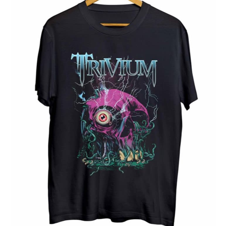 Camiseta Basica E Oversized estilosa Banda de rock Trivium gotica street em algodao unissex