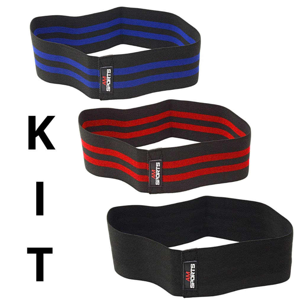 Kit 3 Hip Band Faixa de Fisioterapia  Leve , Médio e Forte