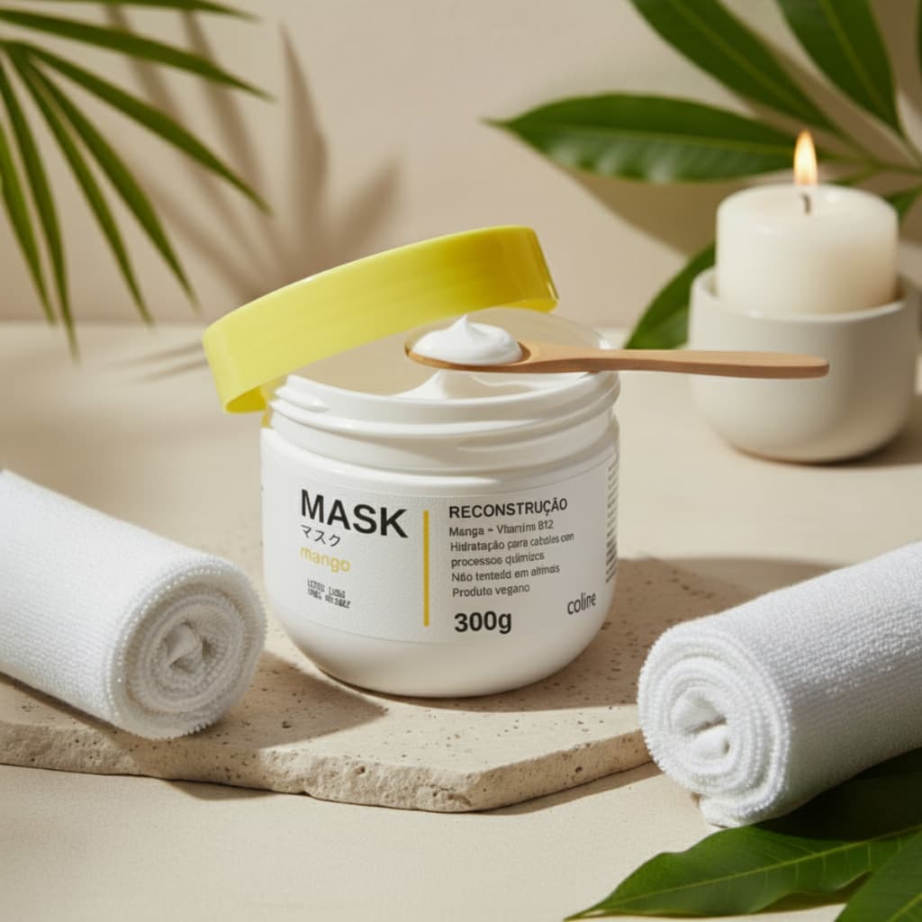 ✨Máscara Mango Reconstrução 300g – Coline – Recupera Fios Danificados com Vitamina B12