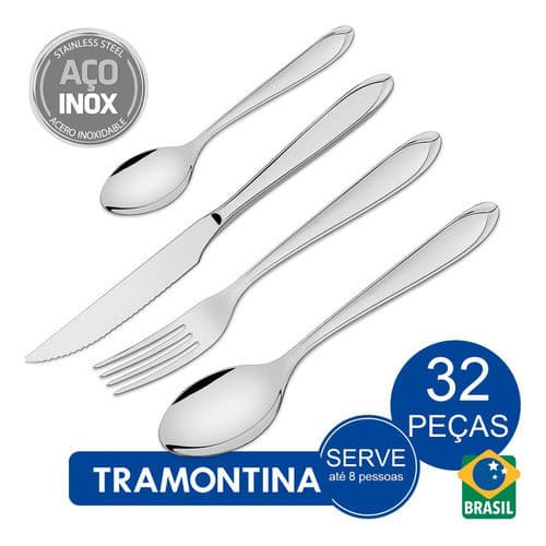 Faqueiro Tramontina Laguna Aço Inox 32 Peças Serve 8 Pessoas Firme Gourmet