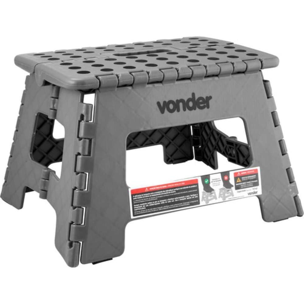Banqueta Dobrável Cinza Plástica 220mm Vonder