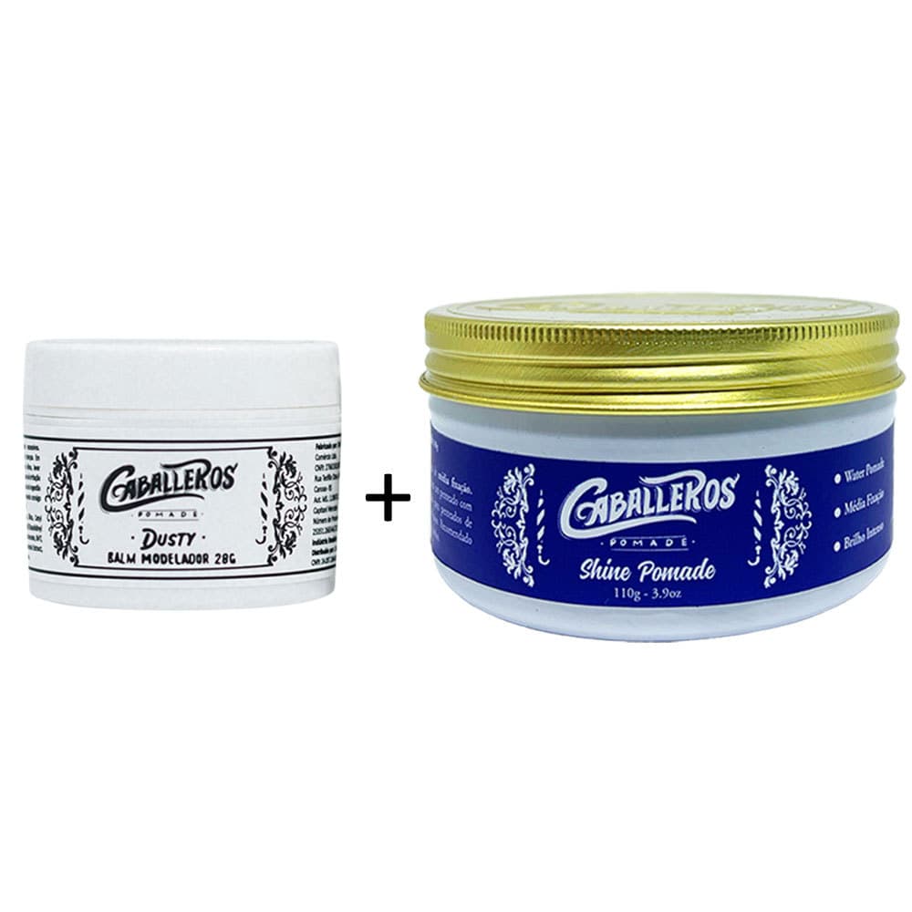 Kit Caballeros Pomada Cabelo Brilho + Balm Modelador Barba