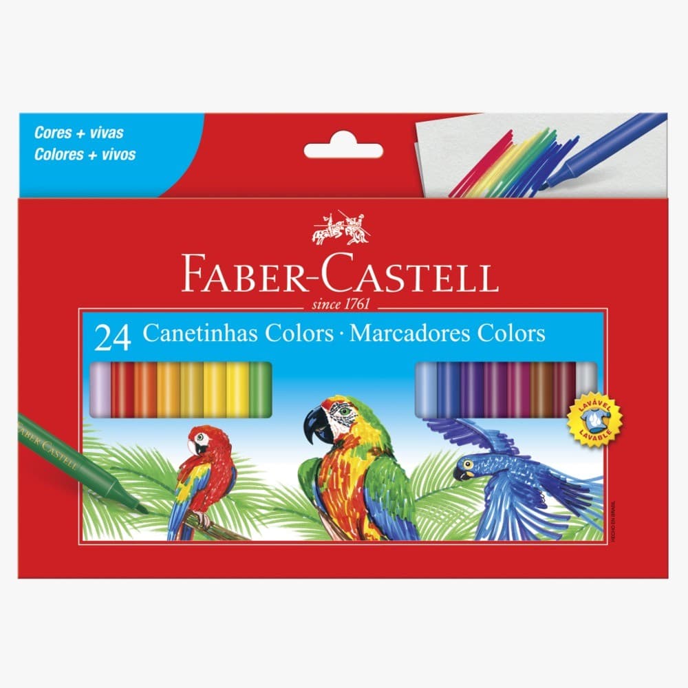 Canetinha Hidrocor 24 Cores - Faber Castell