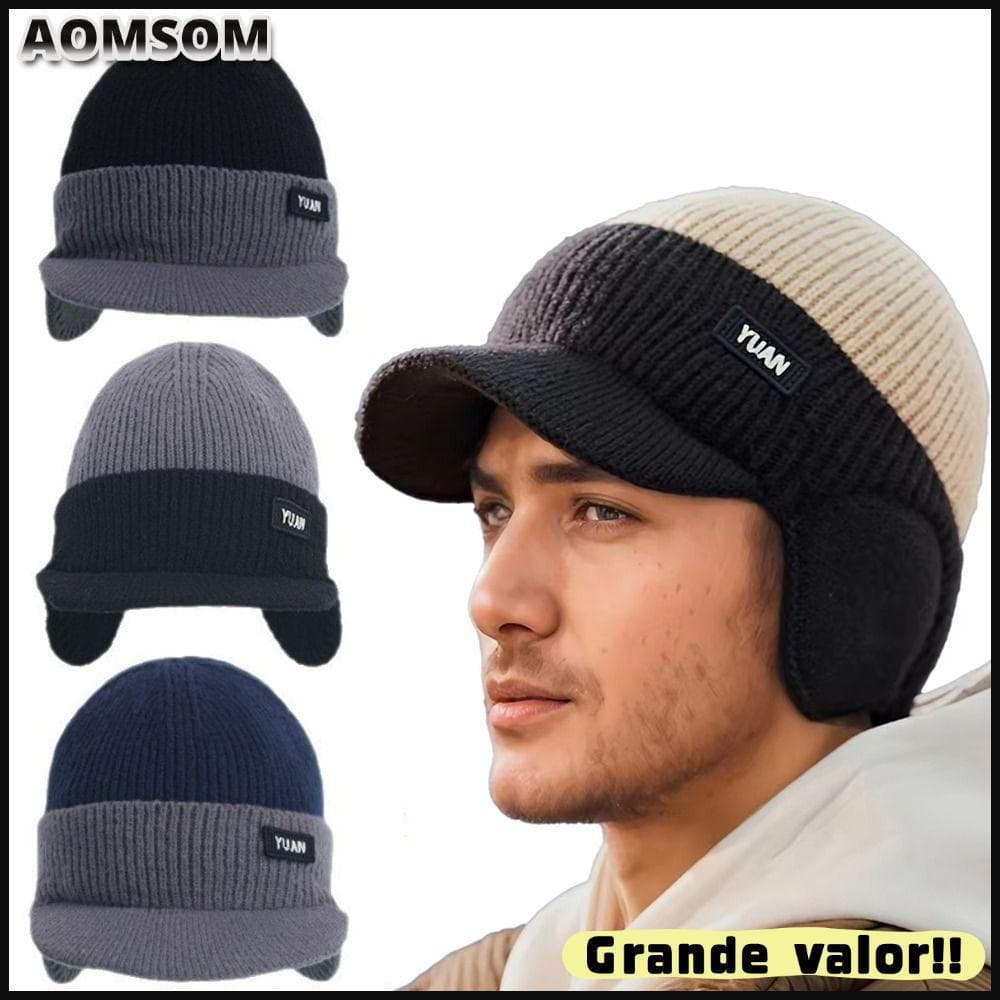 Boné De Beisebol De Malha AOMSOMMU , Gorro Térmica Engrossado Para Manter Quente , Chapéus Casais De Tom Duplo Com Prote