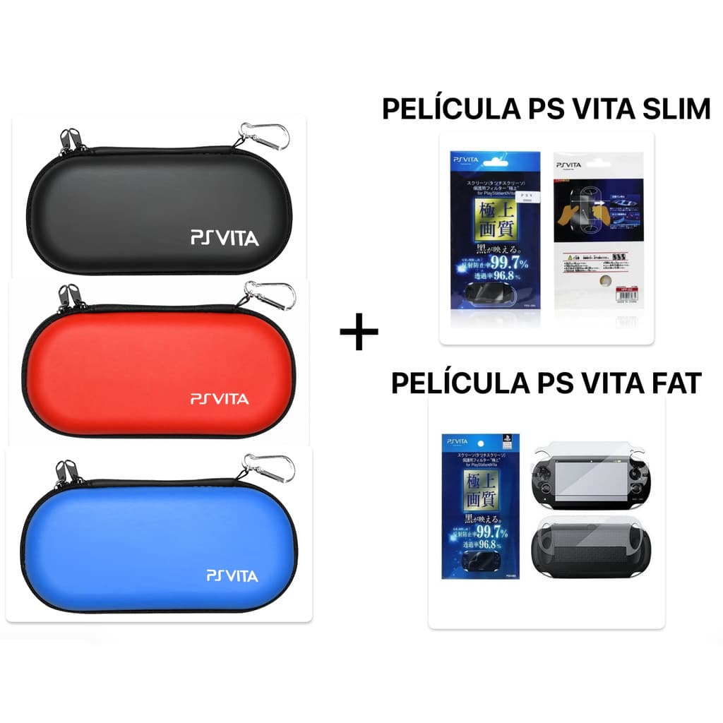 Case Capa Ps Vita Estojo Para Guardar Psvita Todos Modelos SLIM E FAT + PELÍCULA PROTETORA