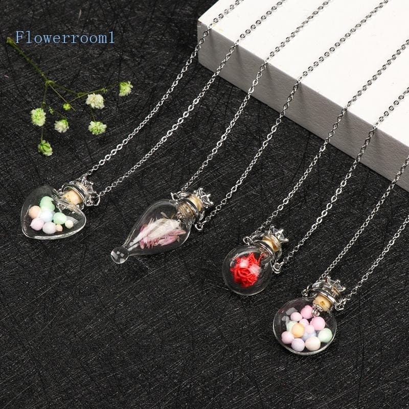 Flowerroom1 Para Corrente Aço Titânio Faça Desejo Colar Frasco Sangue Feminino Joias Presentes