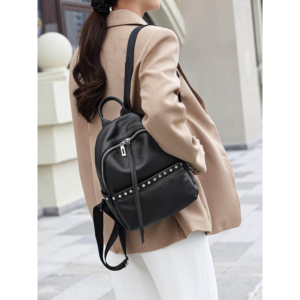 Primeira camada de couro mochila feminina 2026 novo estilo grande capacidade senhoras mochila Commuter saco de escola de