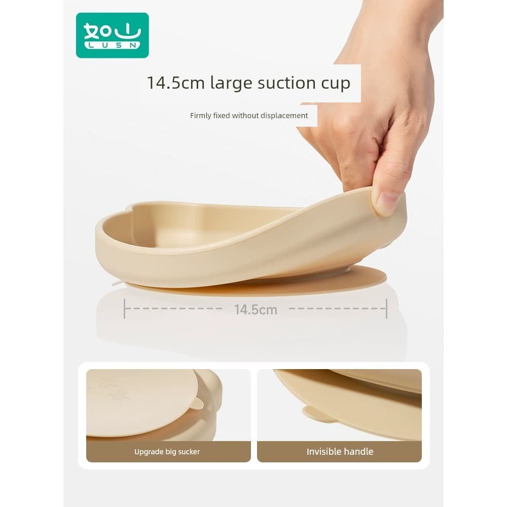 Prato infantil com ventosa Tigela anti derramamento bebê Kit talher silicone bebê Prato de jantar especial integrado com