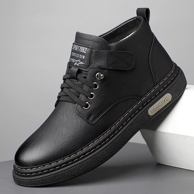 W inverno velo-velo quente sapatos de couro de alta qualidade masculino couro genuíno Casual dedo do pé redondo Martin b