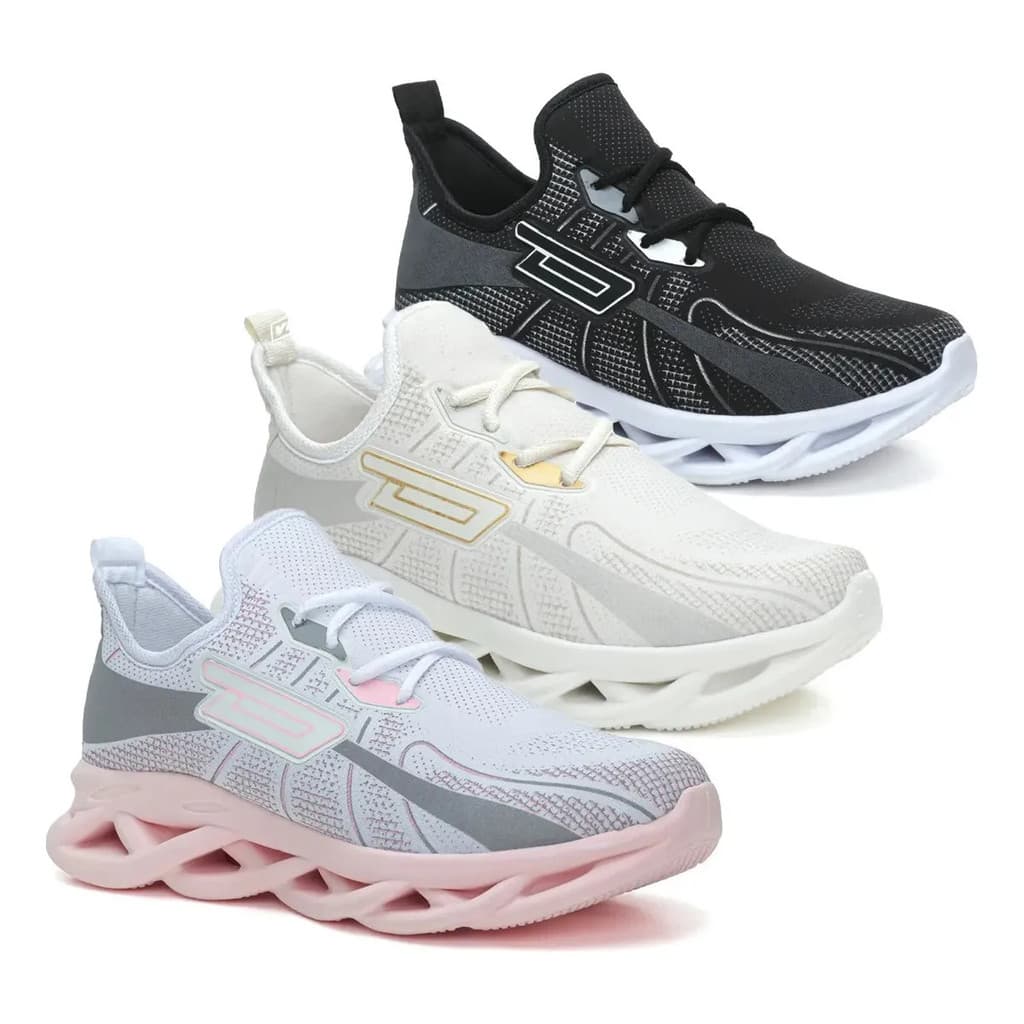 Kit 3 Pares Tênis Feminino Leve Macio Ortopédico Confortável