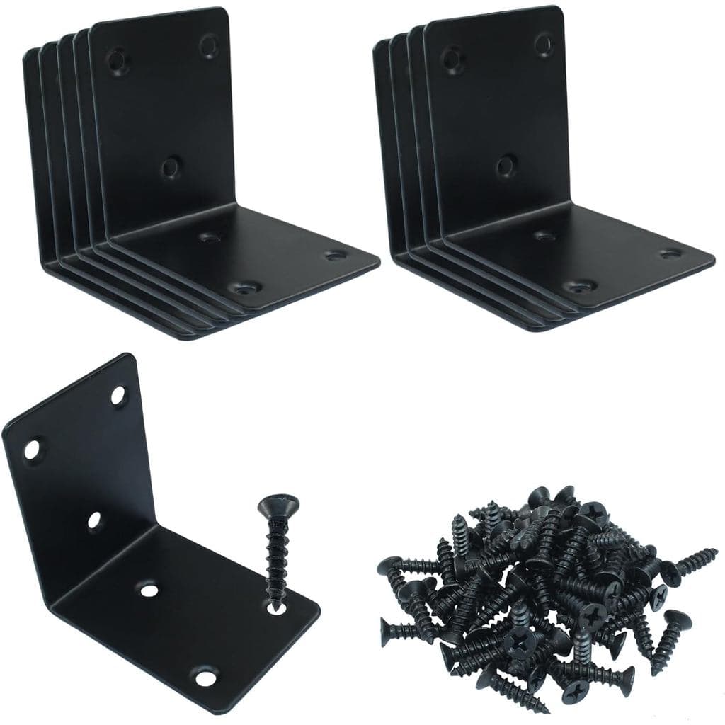 4 Peças de Suporte de Canto em L Preto de 2,5" (65*65mm) em Aço Inoxidável, Suporte de Ângulo Reto de 90 Graus, Suporte