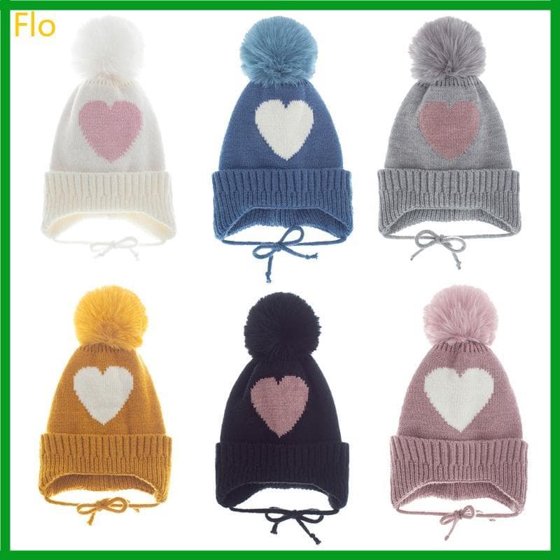 Flo Bebê Menino Chapéu Bonito pom-Boné Do Outono Inverno Quente Malha Meninas Chapéus Hairball Elástico Para