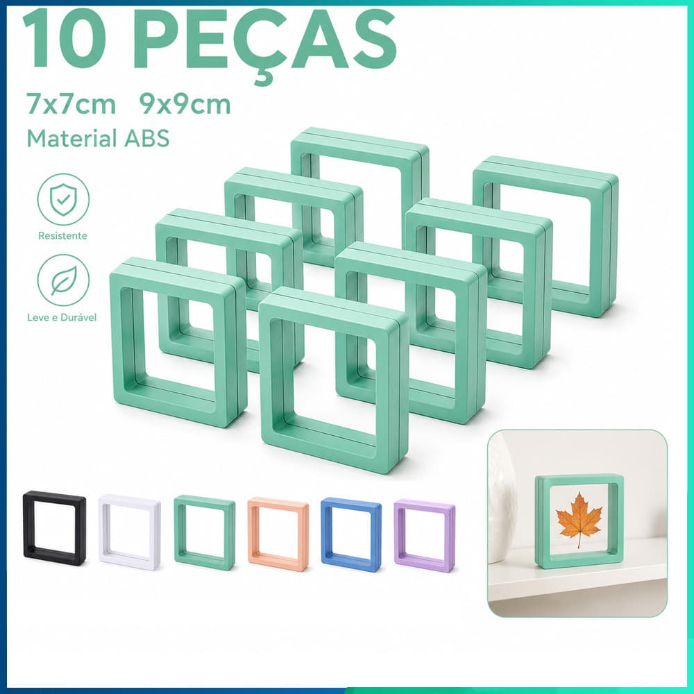 Caixa Expositora 3D Flutuante  10 Peças  Para Brincos Anéis Pedras Moedas Medalhas e Lembranças Especiais