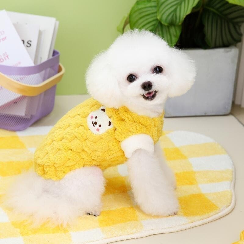Inverno Gato Roupas Para Cães Com Fivela Doce Urso Impressão Pet Camisola De Pelúcia Pequenos Pomeranian Chihuahua Filho