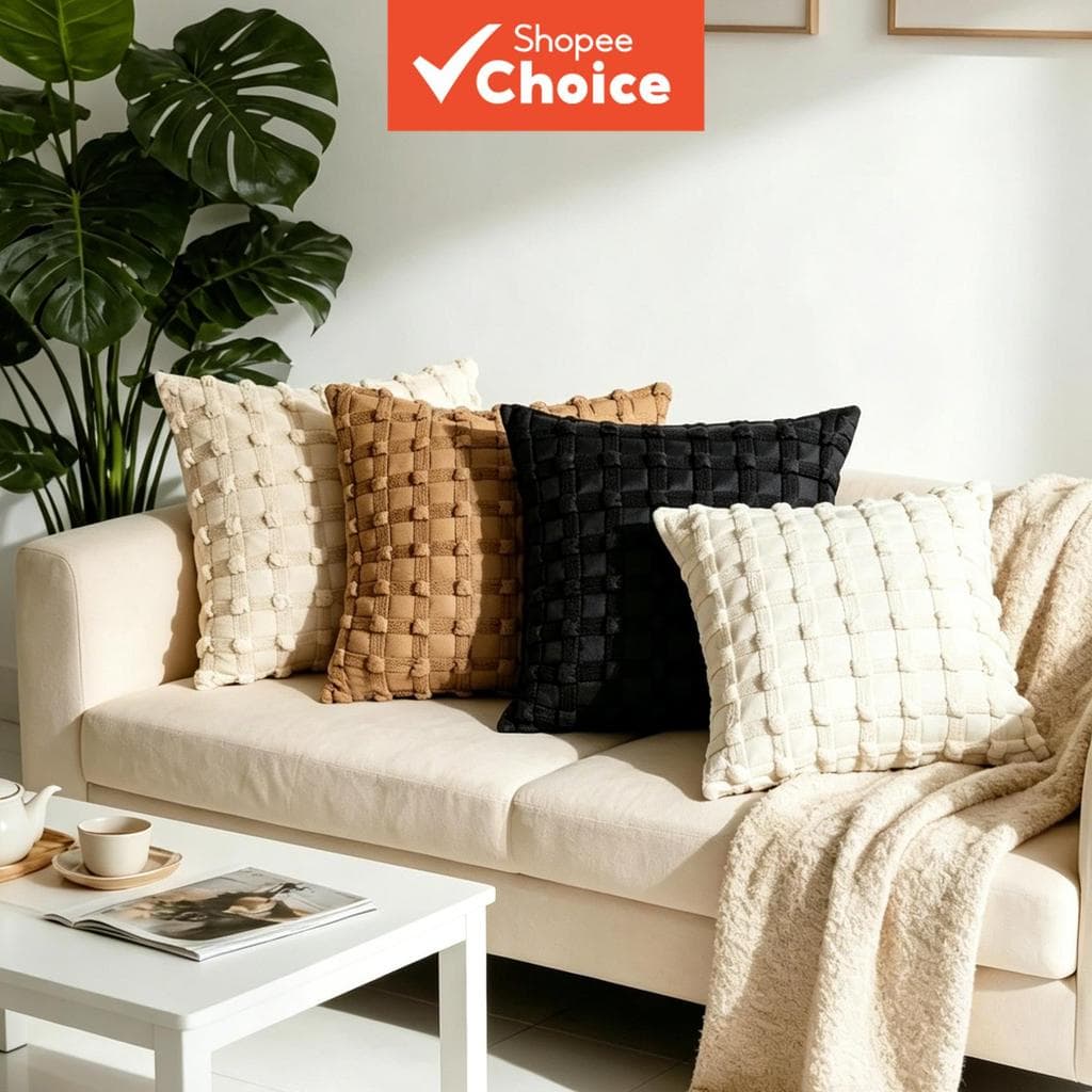 Bolha Grade Texturizada Lance Travesseiro Ins Xadrez Macio Fofo Capa De Almofada Para Sofá Cama Decoração De Casa Almofa