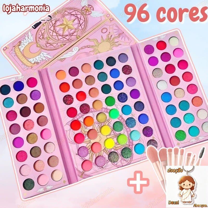 Paleta De Sombra De Olho Em 96 Cores Perolada / Fosca / Com Glitter / Longa Duração