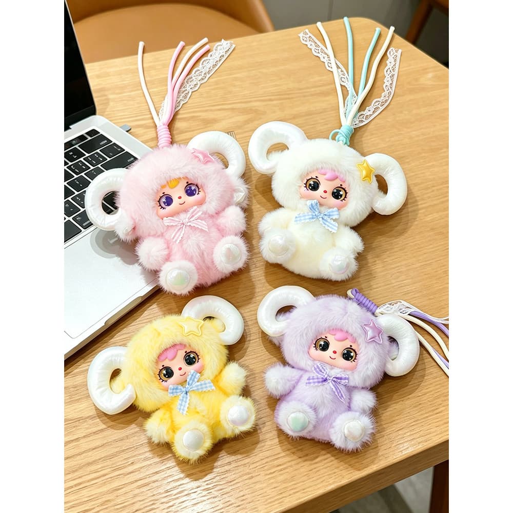 Bonito vinil lã boneca chaveiro de pelúcia mochila pingente bonito boneca na moda brinquedo saco pingente presente