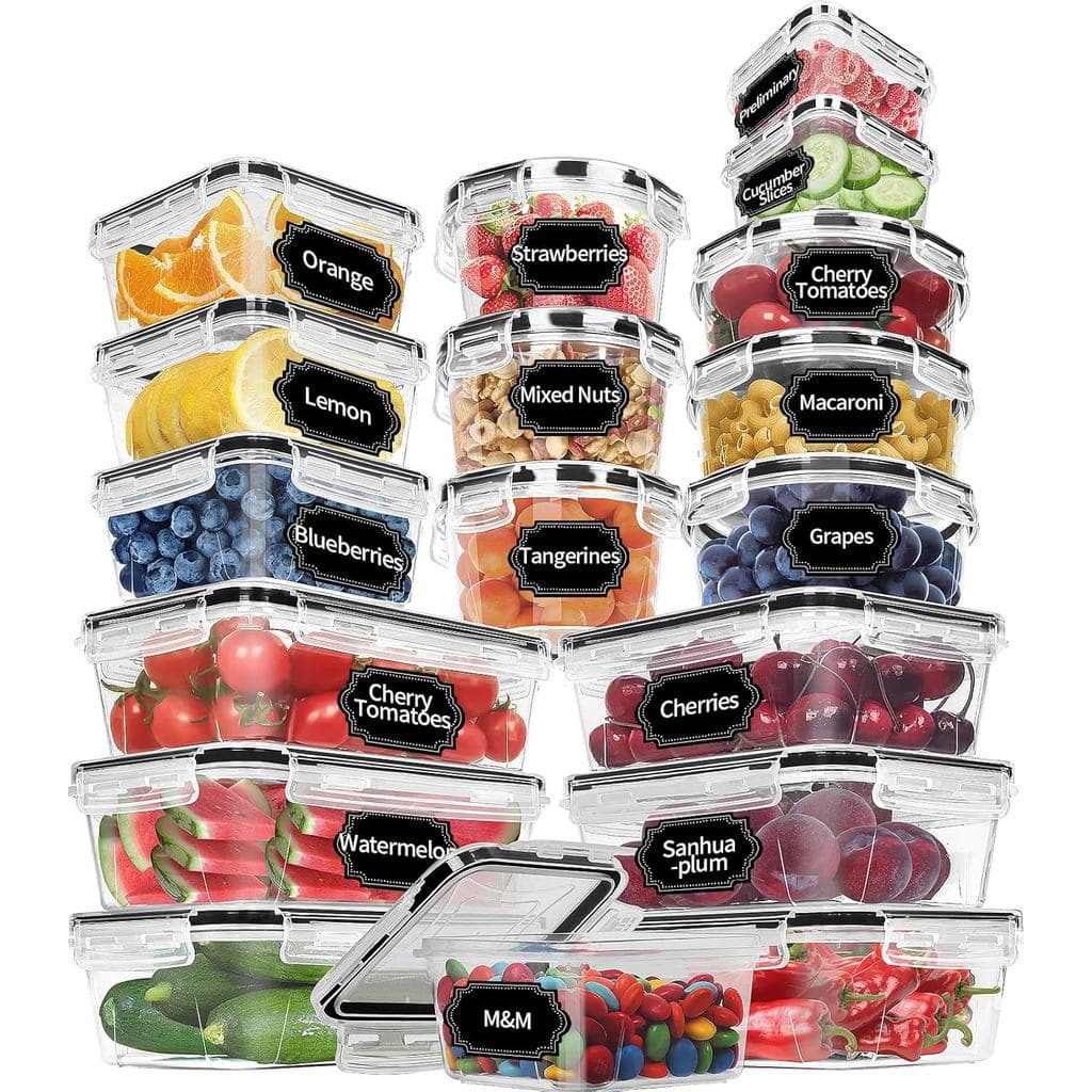 Skroam 36 Recipientes para Armazenamento de Alimentos (18 Recipientes Herméticos para Cozinha e 18 Tampas), Recipientes