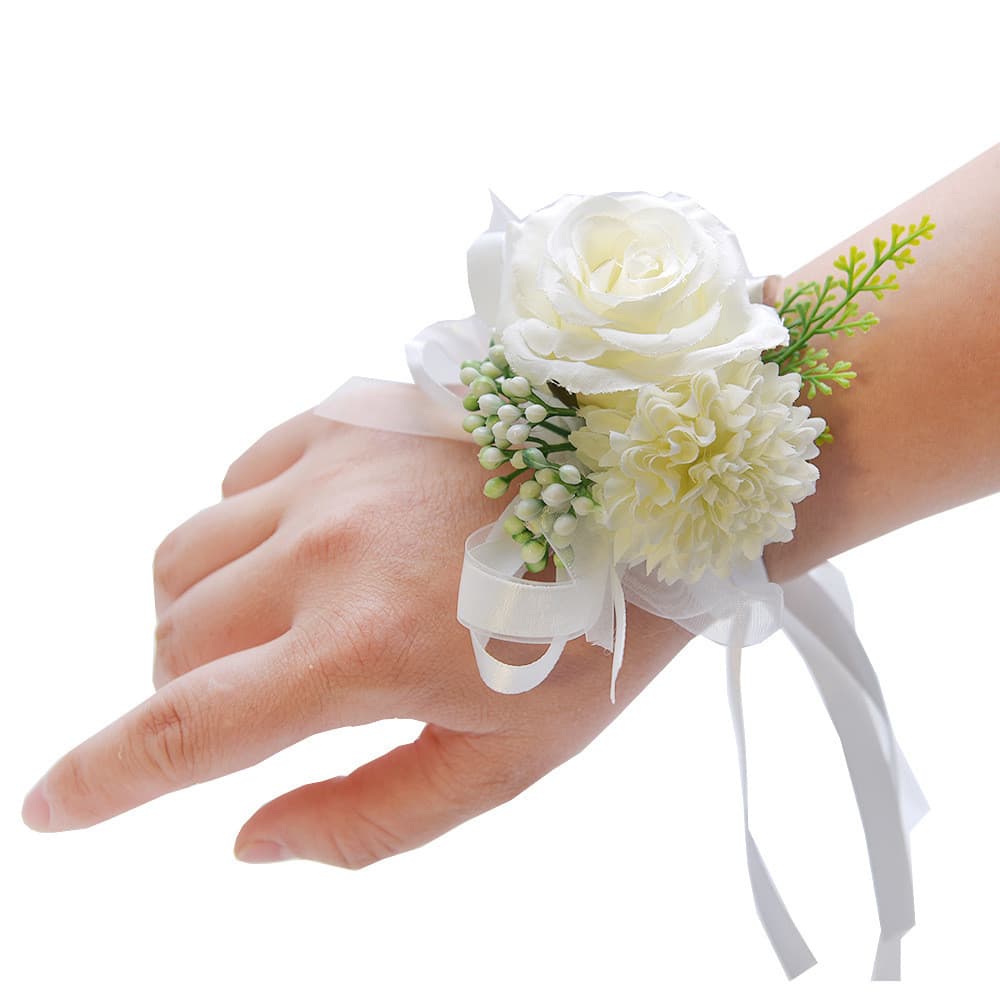 Corsage de casamento artificial, flor para recepção de casamento, boutonnière estilo floresta para convidados, flor de p