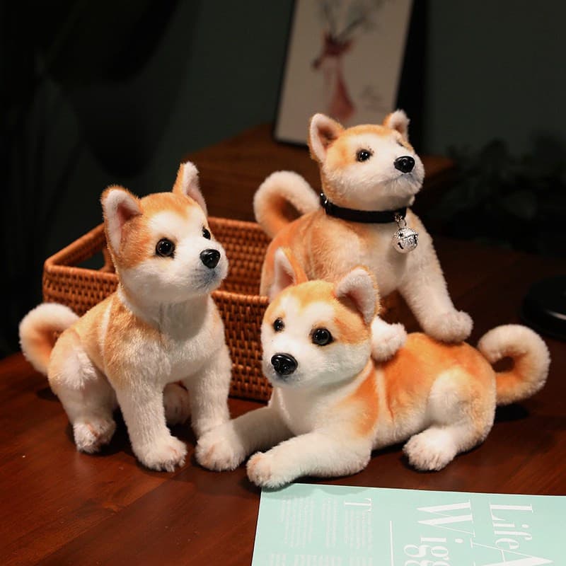 Bonecos de Pelúcia Realistas de Cão Akita, Brinquedos de Animais Macios para Crianças, Presente de Aniversário 8N7M