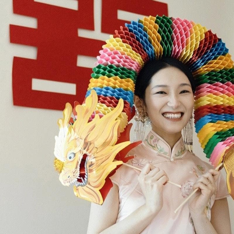 Ano novo chinês ano novo vestir Robe foto adereços Pick-up jogo criativo noiva corte de papel dragão dança suprimentos d