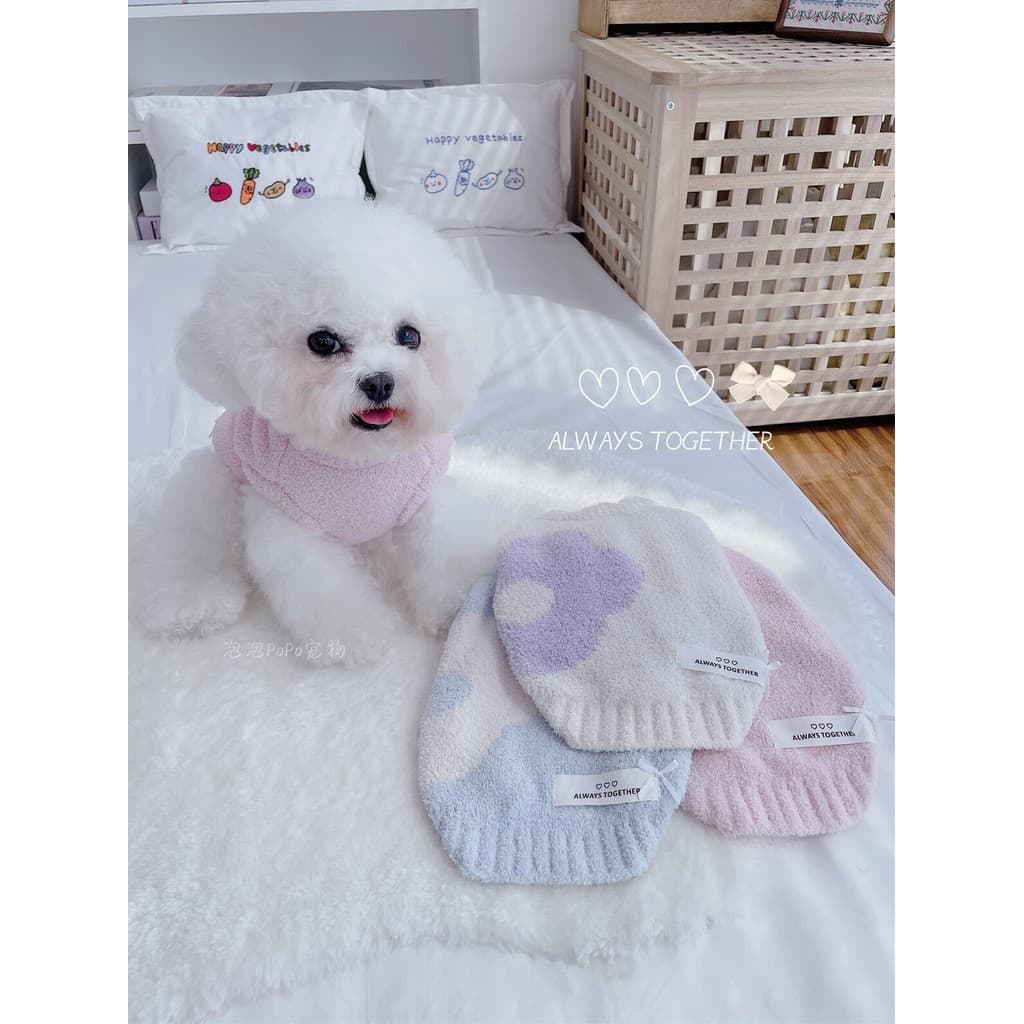 Roupas para animais de estimação camisola meia face velo quente roupas para casa outono inverno cão gato colete mais vel
