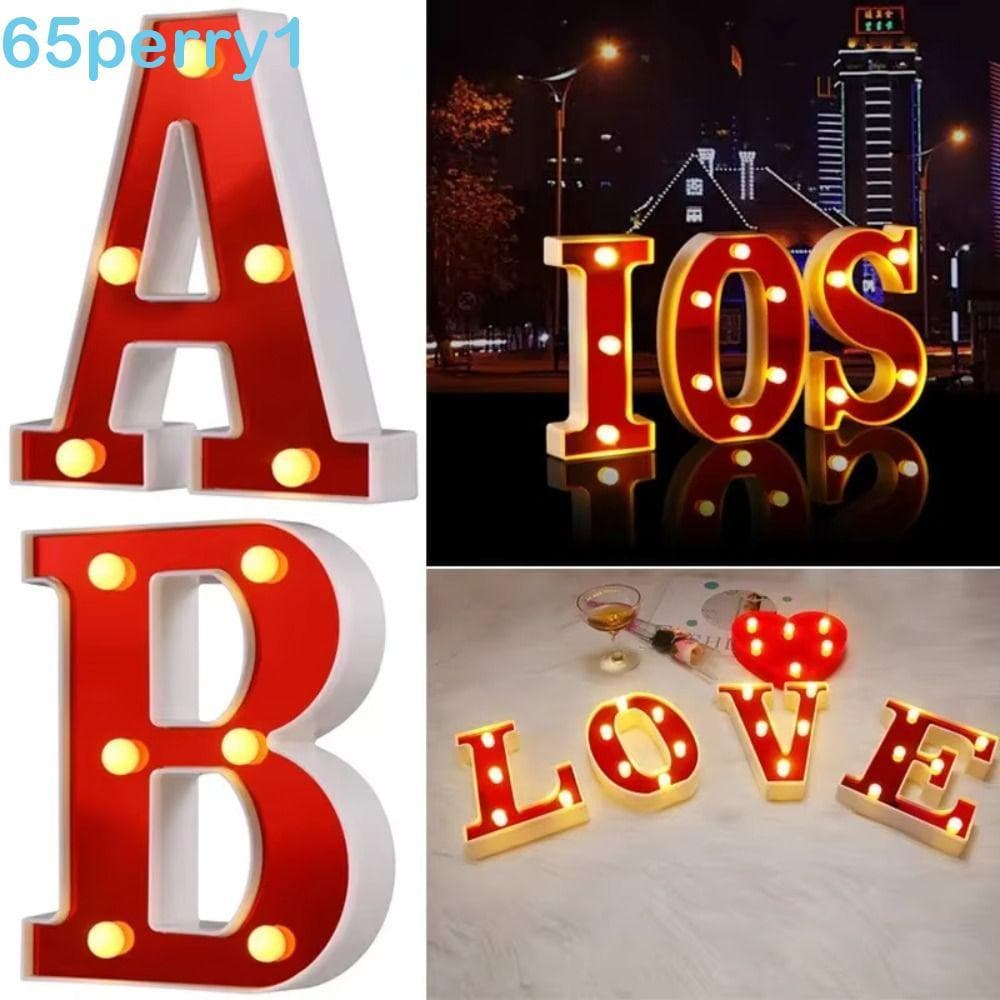 PERRY1 Letras De Luz LED , Luminosas Vermelhas E Brancas Com Design Luminoso , 26 Em Inglês