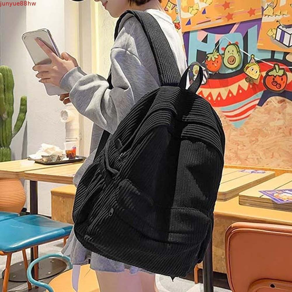 Mochila De Veludo JUNYUE , Bolsa Escolar De Cor Sólida Estilo Japonês De Grande Capacidade , Ajustável
