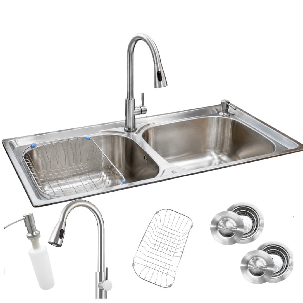 Kit Cuba Dupla Inox 304 Torneira Monocomando Escovada