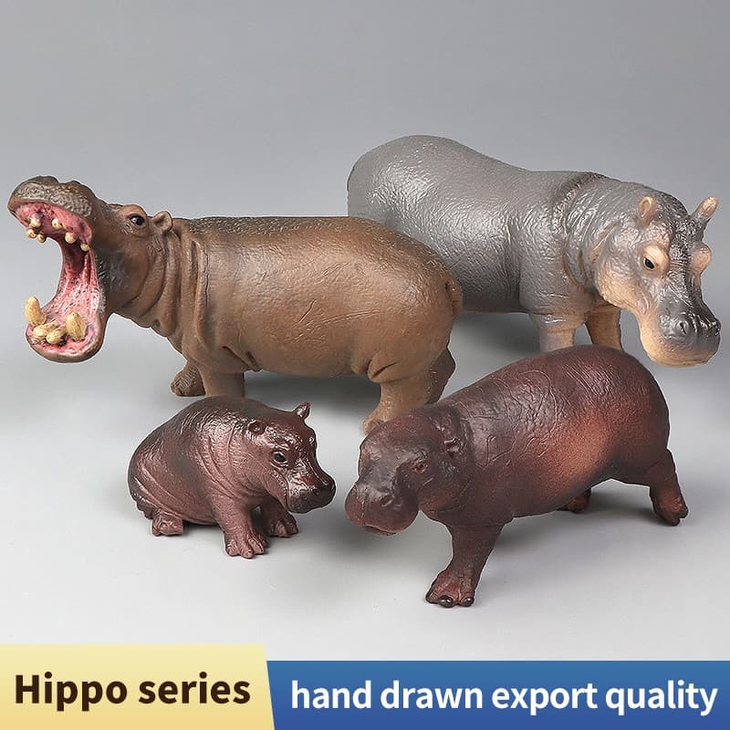 Brinquedos de Simulação de Animais Selvagens Africanos, Conjunto de Hipopótamos, Figuras de Ação Educacionais para Crian