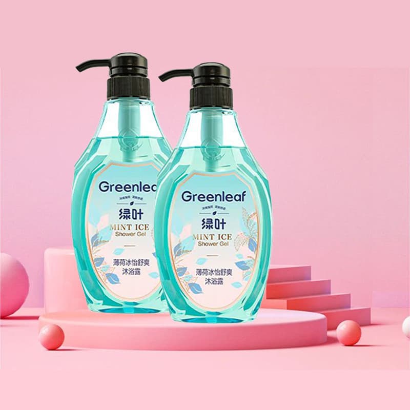 Folha verde amor vida hortelã Bingyi legal Gel de banho leite fresco fragrância de longa duração hidratante garrafa gran