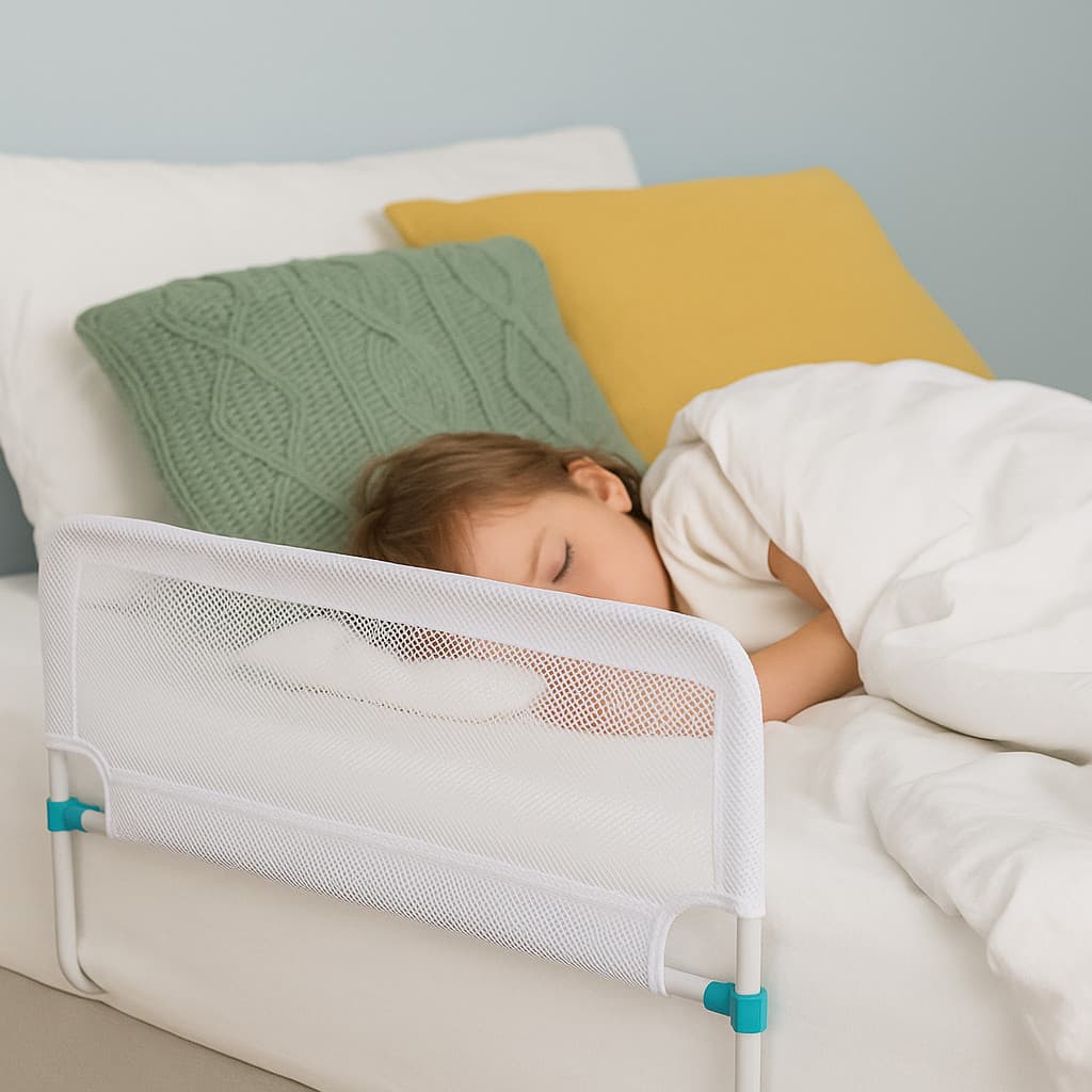 Grade De Cama Com Tela de Proteção Segurança Para Crianças e Cama Normal