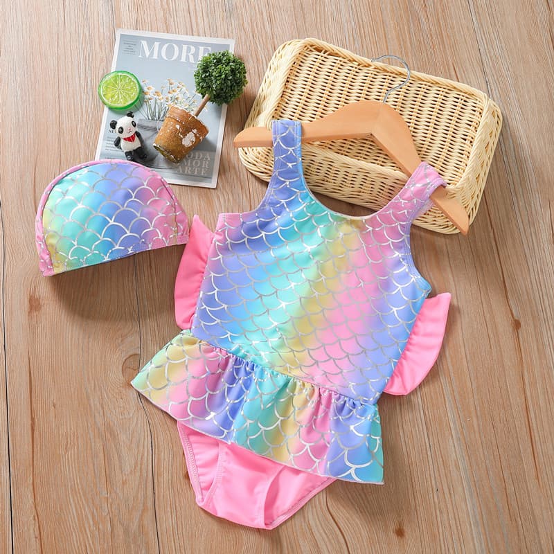 Crianças maiô moda bonito estilo verão meninas bebê sereia de uma peça primavera quente praia treinamento maiô