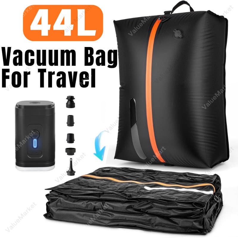 Sacos De Vácuo Impermeáveis Extra Grandes De 44L Para Viagens , Saco De Compressão Reutilizável Com Zíper Laranja , Econ