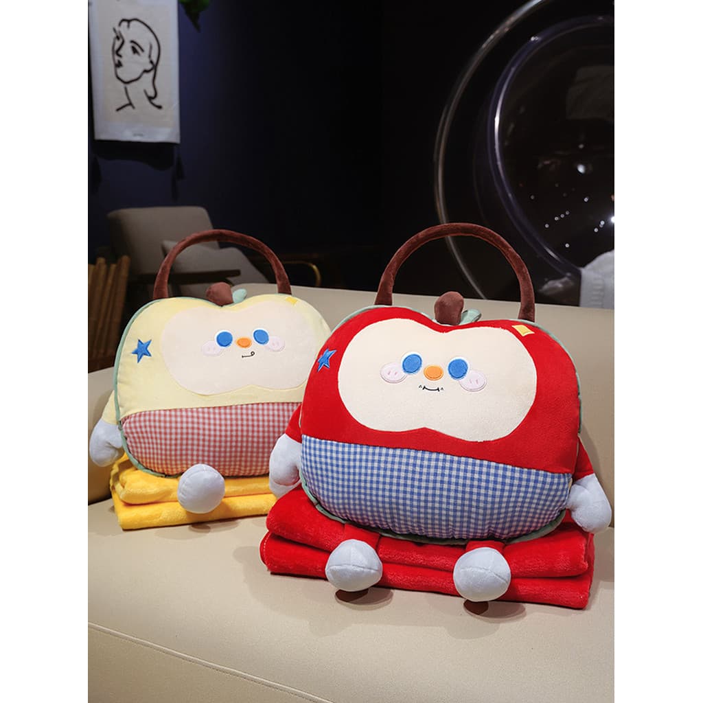Bonito dos desenhos animados maçã travesseiro cobertor almofada de pelúcia almoço Break cobertor dupla utilização almofa