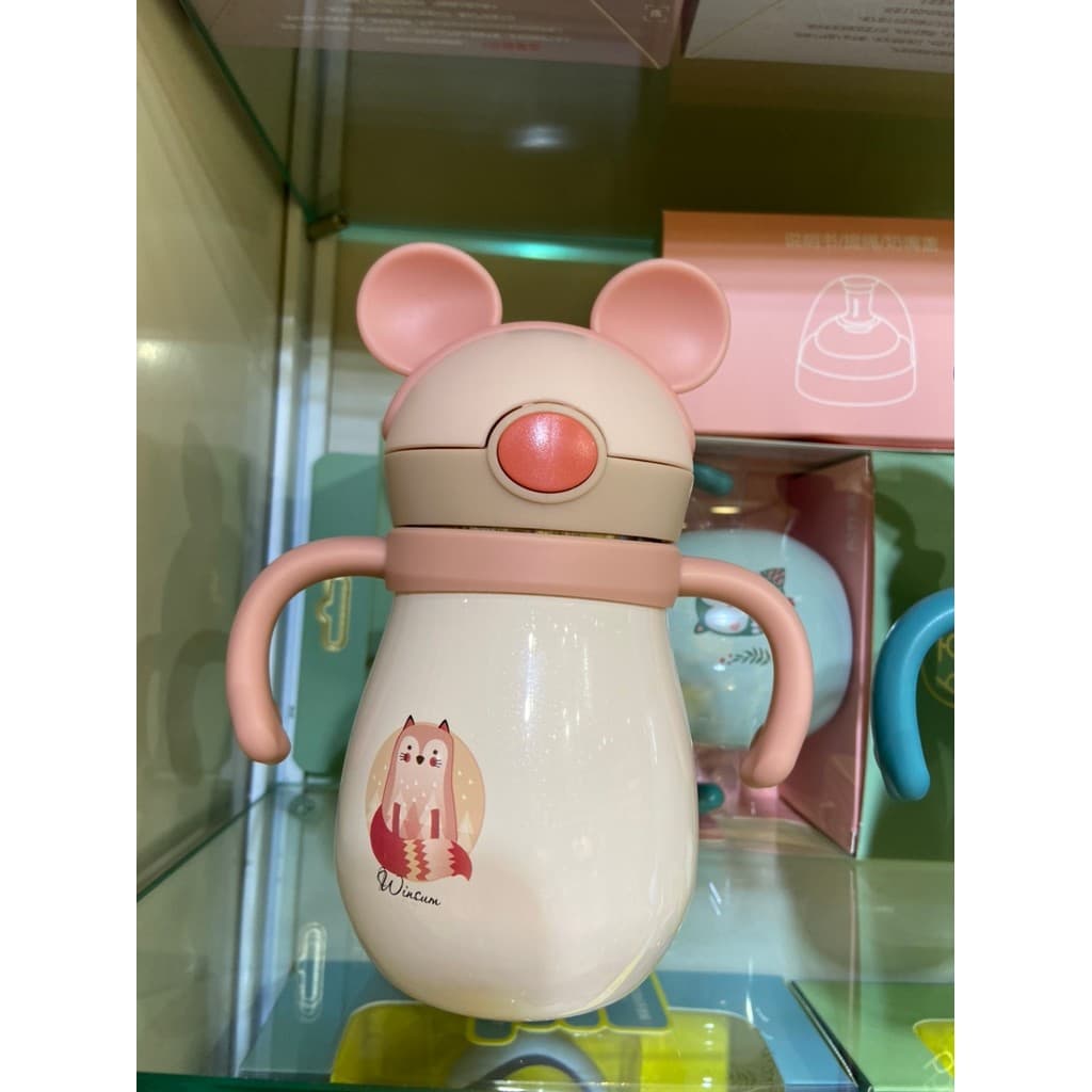Inverno verão isolado garrafa de bebê 316 aço urso crianças bebê infantil aprendendo copo bebendo com alça de chupeta pa
