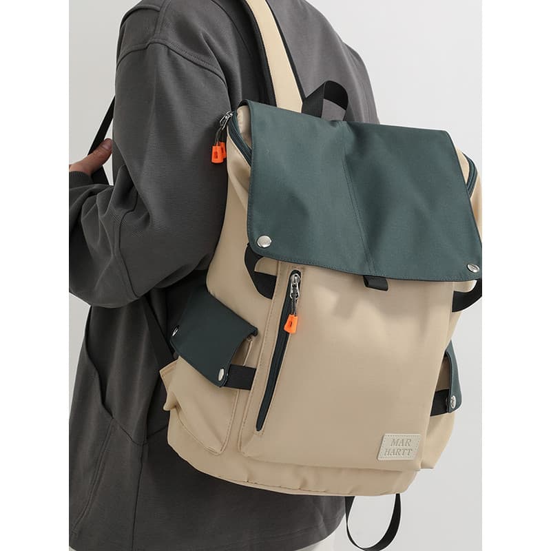 Mochila de cor contrastante masculina simples lazer viagem computador mochila feminina ensino médio estudantes universit