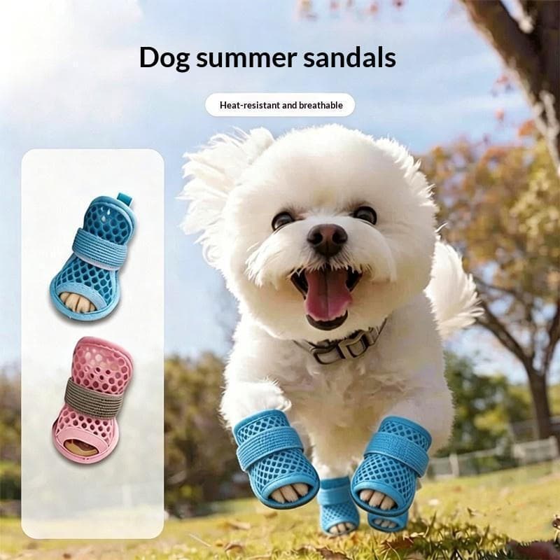 4 Pçs Bonito Malha Respirável Botas De Cachorro Verão Resfriamento Anti Deslizamento Sapatos Para Animais De Estimação C