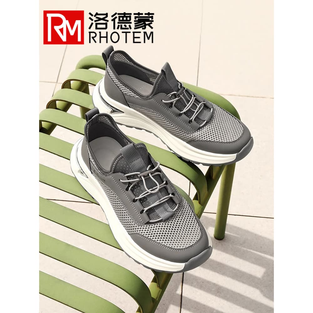 High-End marca malha tênis masculino verão 26 novo estilo de sola grossa leve malha Casual respirável deslizamento-On sa