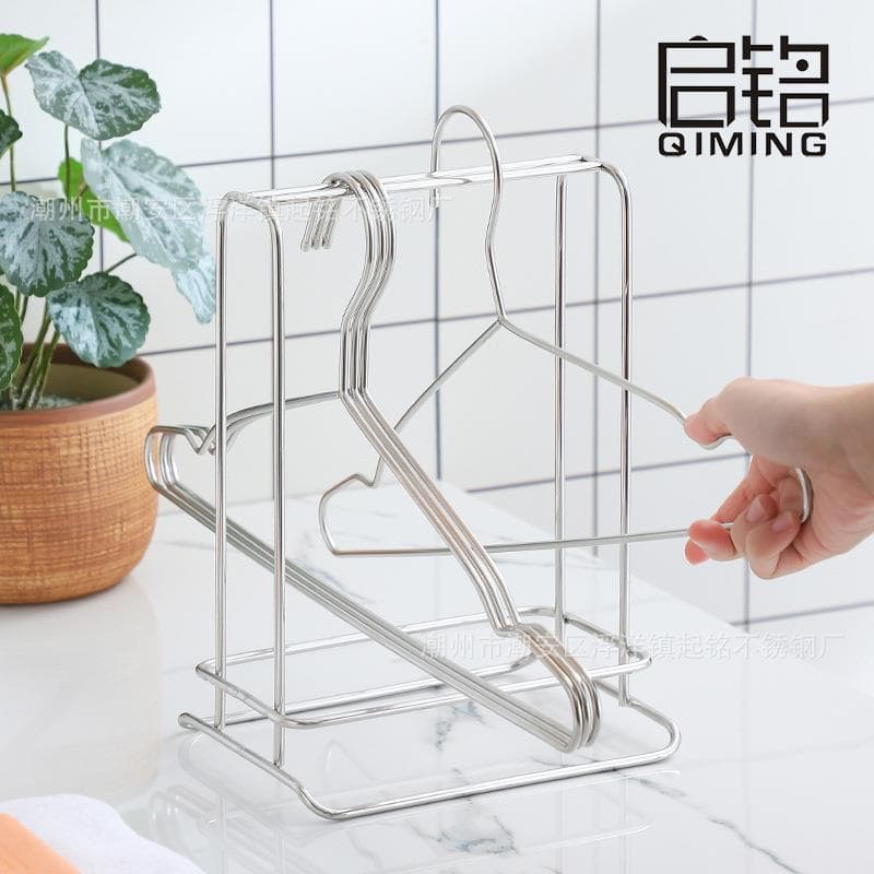 Cabide de aço inoxidável sem perfuração, rack de armazenamento para varanda, cabide de roupas domésticas, organizador