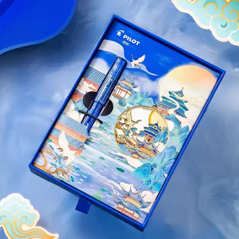 Caneta-Tinteiro Pilot Kakuno Esmalte Azul M Nib F De Escrita Suave Para Estudantes Adultos Prática De Caligrafia Present